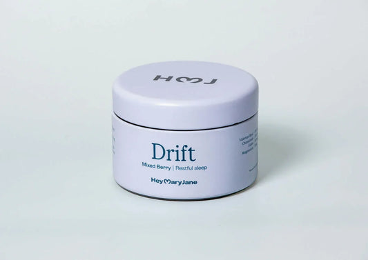 Drift CBN Sleep Gummies — mixed berry flavor tin by Hey Mary Jane